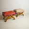 Italian Stool in Wood & Fabric in Gio Ponti Style, 1940s, Set of 2, Image 3