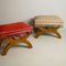 Taburete italiano de madera y tela estilo Gio Ponti, años 40. Juego de 2, Imagen 5