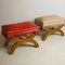 Taburete italiano de madera y tela estilo Gio Ponti, años 40. Juego de 2, Imagen 6