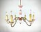 Vintage Ceramic & Gilt Brass Chandelier 2