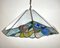 Vintage Tiffany Style Ceiling Lamp in Stained Glass & Brass, Italy, 1980s 4