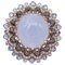 18 Karat White and Rose Gold Ring with Chalcedony and Diamonds, 1970s, Image 1