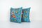 Baby Blue Suzani Silk Cushion Covers, 2010s, Set of 2 3