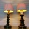 Portuguese Wooden and Metallic Bedside Table Lamps, 1980s, Set of 2 4