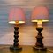 Portuguese Wooden and Metallic Bedside Table Lamps, 1980s, Set of 2 3