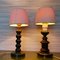 Portuguese Wooden and Metallic Bedside Table Lamps, 1980s, Set of 2, Image 3