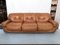 Vintage Cognac Leather Sofa and Armchairs by Sapporo for Mobil Girgi, Italy, 1970s, Set of 3 13