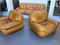 Vintage Cognac Leather Sofa and Armchairs by Sapporo for Mobil Girgi, Italy, 1970s, Set of 3 6