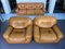 Vintage Cognac Leather Sofa and Armchairs by Sapporo for Mobil Girgi, Italy, 1970s, Set of 3 1