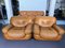 Vintage Cognac Leather Sofa and Armchairs by Sapporo for Mobil Girgi, Italy, 1970s, Set of 3 3