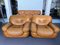 Vintage Cognac Leather Sofa and Armchairs by Sapporo for Mobil Girgi, Italy, 1970s, Set of 3, Image 3