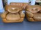 Vintage Cognac Leather Sofa and Armchairs by Sapporo for Mobil Girgi, Italy, 1970s, Set of 3 9