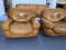 Vintage Cognac Leather Sofa and Armchairs by Sapporo for Mobil Girgi, Italy, 1970s, Set of 3, Image 9