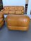 Vintage Cognac Leather Sofa and Armchairs by Sapporo for Mobil Girgi, Italy, 1970s, Set of 3 8