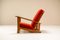 Dutch Beech and Vermillion Upholstery Lounge Chairs attributed to Groenekan 1950s, Set of 2, Image 8