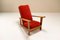 Dutch Beech and Vermillion Upholstery Lounge Chairs attributed to Groenekan 1950s, Set of 2, Image 4