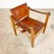 Vintage Danish Cognac Leather Safari Chair 3