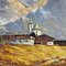 Paesaggio alpino con paese di montagna tirolese, inizio XX secolo, olio su cartone, con cornice, Immagine 4