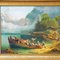 Cattle Carriage on an Alpine Lake, Oil on Canvas, 19th Century, Framed 4