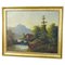Paesaggio di montagna con cascata e capanna, XIX secolo, olio su tela, con cornice, Immagine 1