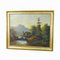 Paesaggio di montagna con cascata e capanna, XIX secolo, olio su tela, con cornice, Immagine 2