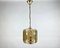 Mid-Century Cut Smoky Glass and Gilt Brass Pendant Lantern 1