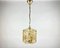 Mid-Century Cut Smoky Glass and Gilt Brass Pendant Lantern 4