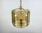 Mid-Century Cut Smoky Glass and Gilt Brass Pendant Lantern 3