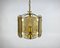 Mid-Century Cut Smoky Glass and Gilt Brass Pendant Lantern 2