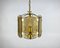 Mid-Century Cut Smoky Glass and Gilt Brass Pendant Lantern, Image 2