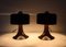 Lámparas de mesa era espacial de metal lacado en marrón, años 70. Juego de 2, Imagen 3