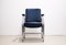 Bauhaus Blue Leather & Tubular Steel Armchair with Adjustable Backrest, 1930 31