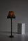 Dark Stained Pine with Green Silk Fringed ShadeFloor Lamp, Denmark, 1930s, Image 6