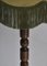 Dark Stained Pine with Green Silk Fringed ShadeFloor Lamp, Denmark, 1930s 7