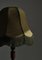 Dunkel gebeizte Pinienholz Lampe mit grüner Seide und Fransen, 1930er 9