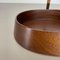 Large Teak Bowl with Brass and Rattan Handle attributed to Carl Auböck, Austria, 1950s 8