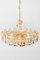 Large Gilt Brass and Crystal Glass Chandelier attributed to Palwa, Germany, 1960s 8