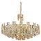 Large Gilt Brass and Crystal Glass Chandelier attributed to Palwa, Germany, 1960s 1