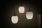 Dänische moderne China Pendel Deckenlampen aus Opalglas & Messing von Bent Karlby von Lyfa, 1950er, 3er Set 17