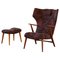 Teak Ohrensessel & Hocker von Madsen & Schubell, 1950er, 2er Set 1