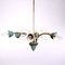 Ceiling Lamp in Enamelled Aluminum & Brass, Italy, 1950s 4