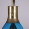 Deckenlampe aus Messing & Glas, Italien, 1960er 5