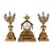 Triptych Clock & Candleholders in Bronze, France, 19th Century, Set of 3 1