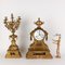 Triptych Clock & Candleholders in Bronze, France, 19th Century, Set of 3 2