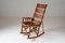 American Wooden and Leather Rocking Chair, 1960s 8