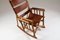 American Wooden and Leather Rocking Chair, 1960s, Image 3