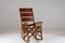 American Wooden and Leather Rocking Chair, 1960s 1