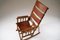 American Wooden and Leather Rocking Chair, 1960s 11