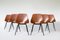 Moderne französische Mid-Century Tonneau Esszimmerstühle aus braunem Leder & Metall von Pierre Guariche für Maison Du Monde, 1950er, 6er Set 1