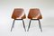 Moderne französische Mid-Century Tonneau Esszimmerstühle aus braunem Leder & Metall von Pierre Guariche für Maison Du Monde, 1950er, 6er Set 4